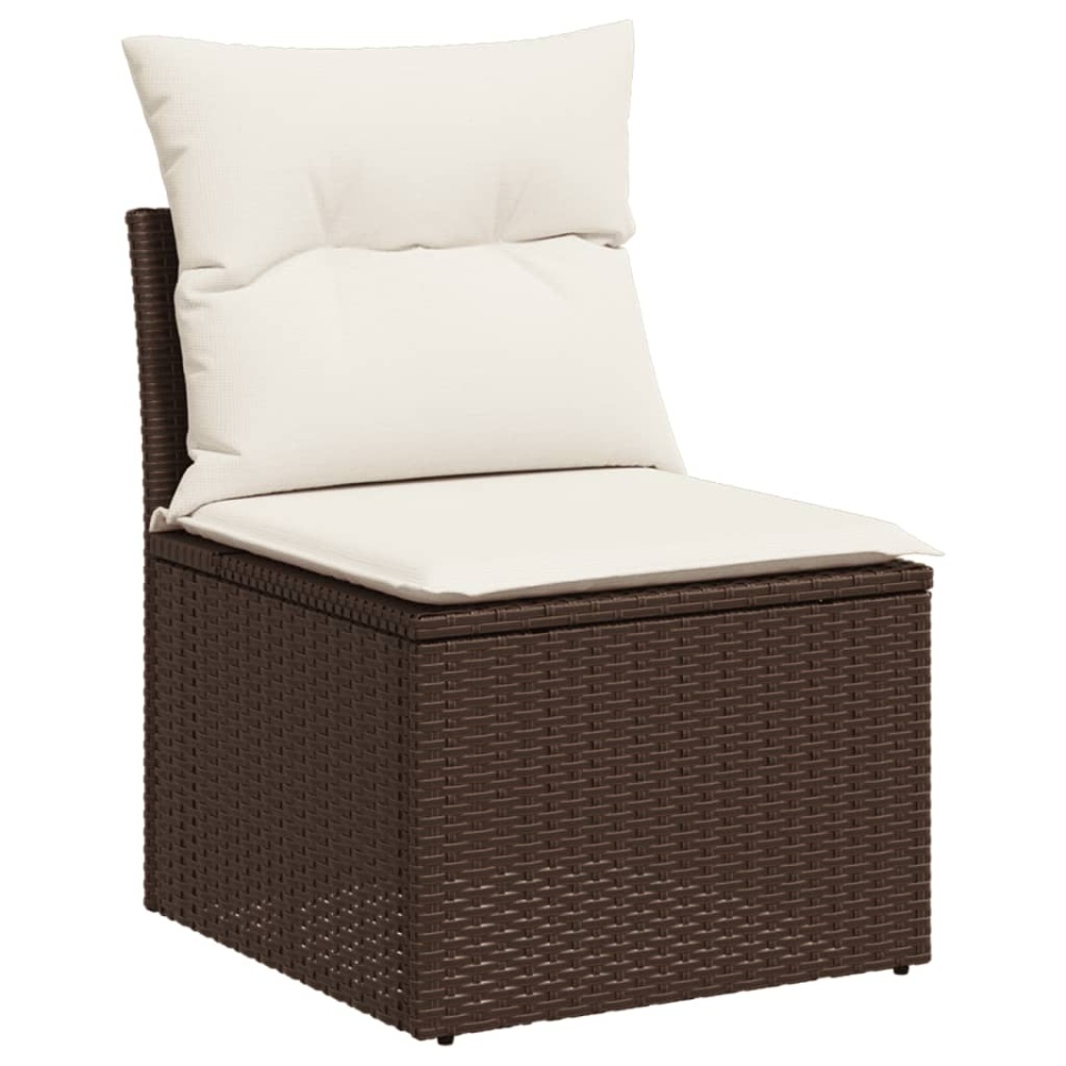Set canapele de grădină cu perne, 6 piese, maro, poliratan - 3 | YEO