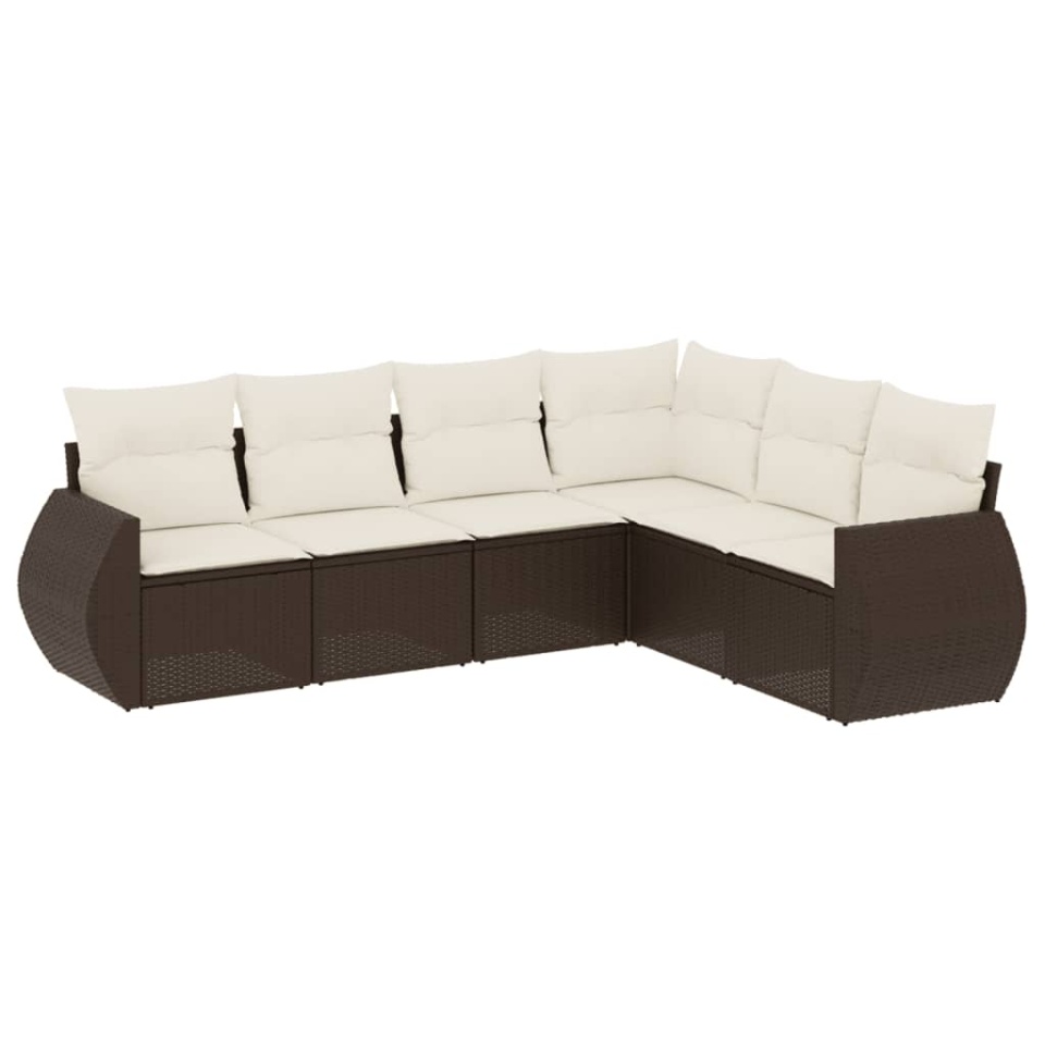 Set canapele de grădină cu perne, 6 piese, maro, poliratan - 1 | YEO