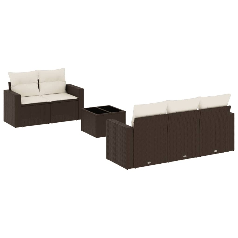 Set canapele de grădină cu perne, 6 piese, maro, poliratan - 1 | YEO
