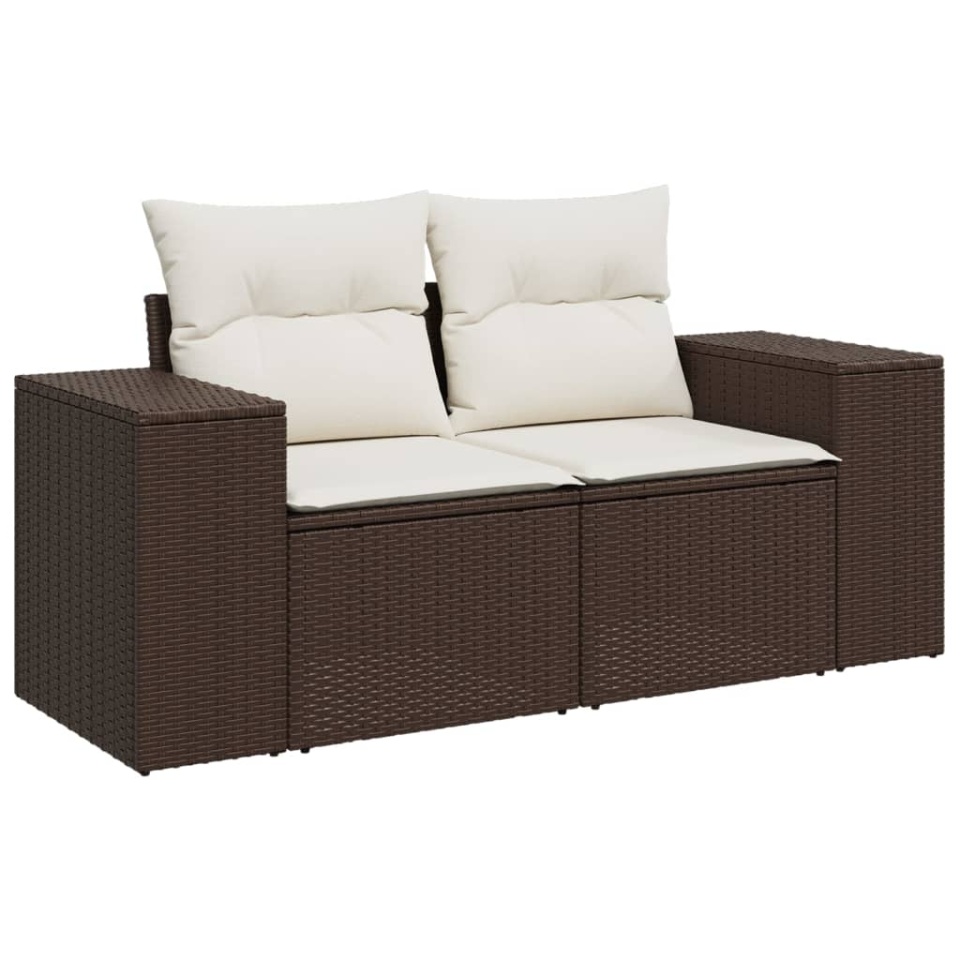 Set canapele de grădină cu perne, 7 piese, maro, poliratan - 3 | YEO