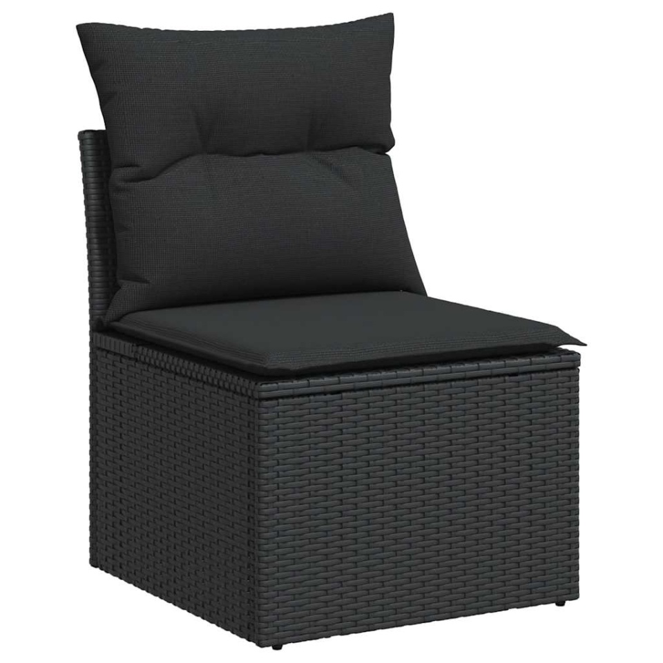 Set canapele de grădină cu perne, 7 piese, negru, poliratan - 2 | YEO