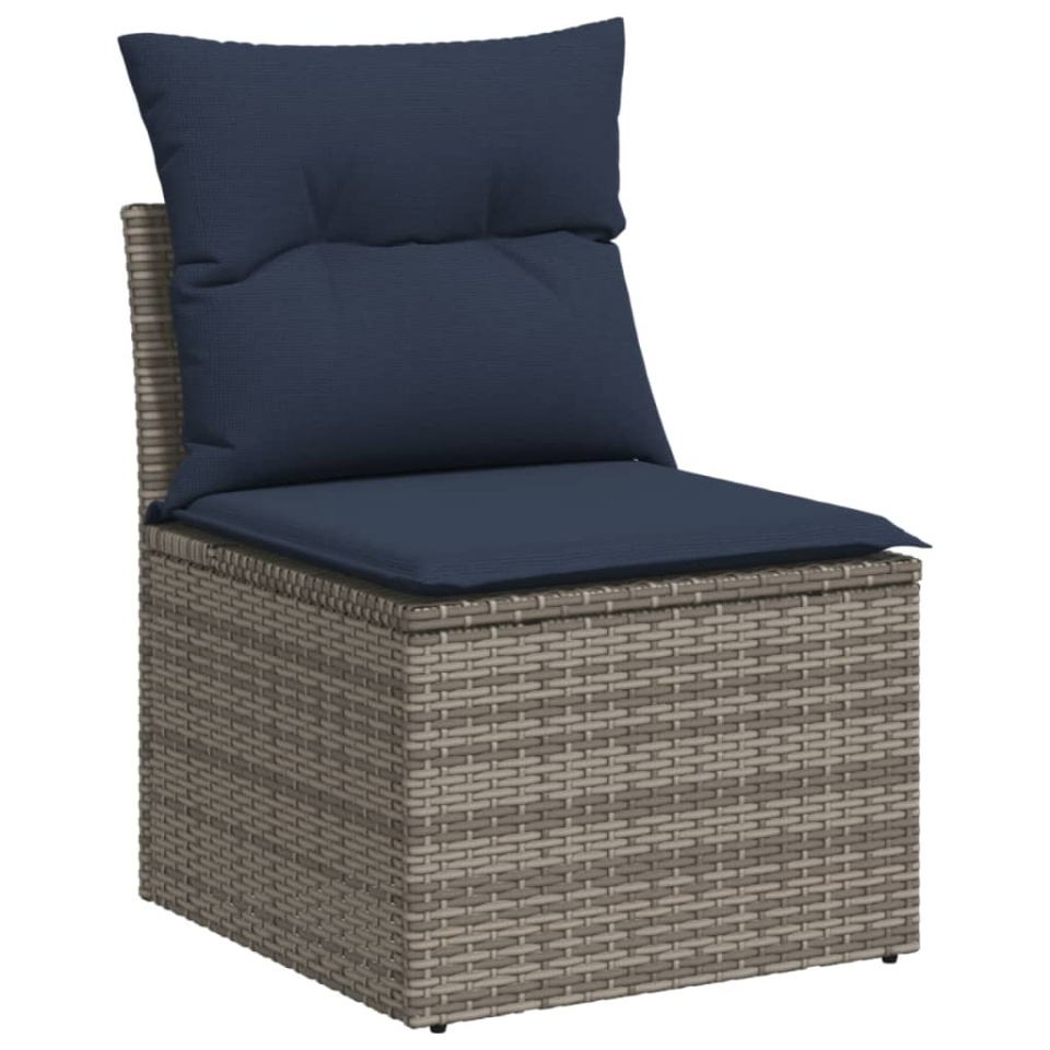 Set canapele de grădină cu perne, 9 piese, gri, poliratan - 2 | YEO