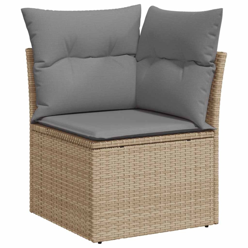 Set canapele grădină cu perne 9 piese bej poliratan/lemn acacia - 3 | YEO