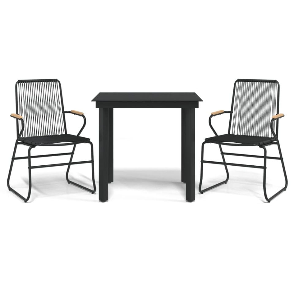 Set cu masă pentru grădină, 3 piese, negru, ratan PVC - 1 | YEO