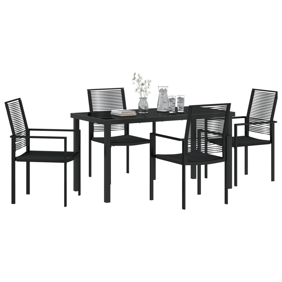 Set de 5 Piese de Dining pentru Grădină Negru Rattan PVC - 2 | YEO