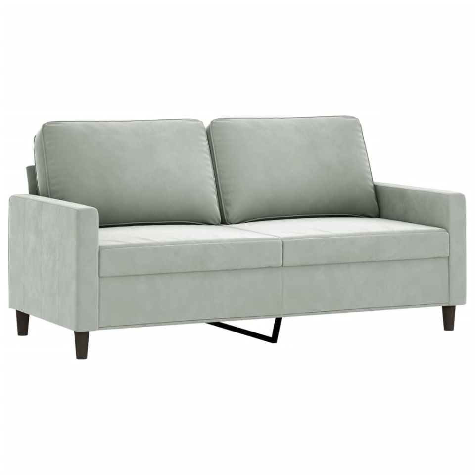 Set de canapele cu perne, 2 piese, gri deschis, catifea - 3 | YEO