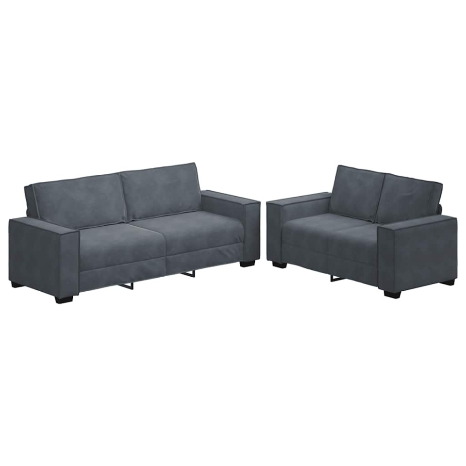 Set de canapele cu perne, 2 piese, gri închis, catifea - 1 | YEO