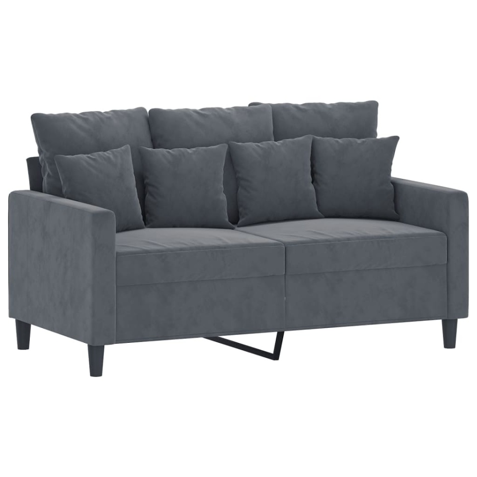 Set de canapele cu perne, 3 piese, gri închis, catifea - 3 | YEO