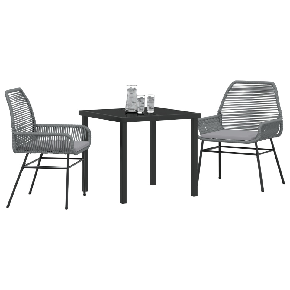 Set de dining de grădină 3 piese cu perne Gri din Ratan PE - 2 | YEO