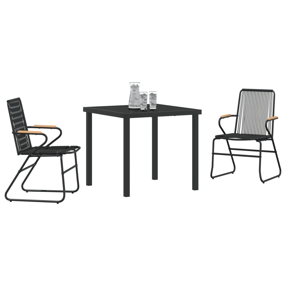Set de dining de grădină 3 piese Negru Rattan PVC - 2 | YEO