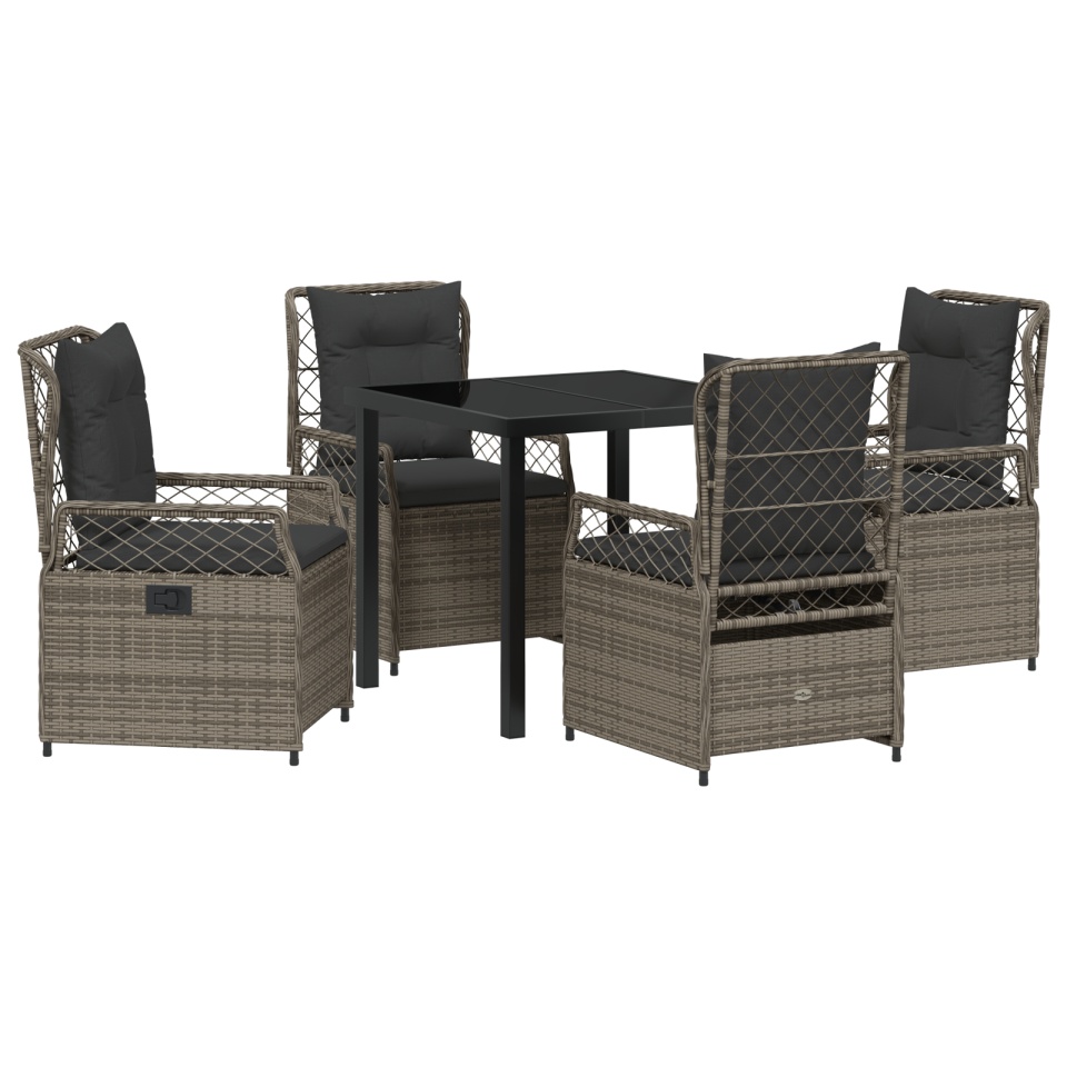 Set de dining de grădină 5 piese gri rattan poli - 1 | YEO