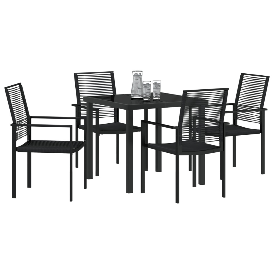 Set de dining de grădină 5 piese Negru Rattan PVC - 2 | YEO
