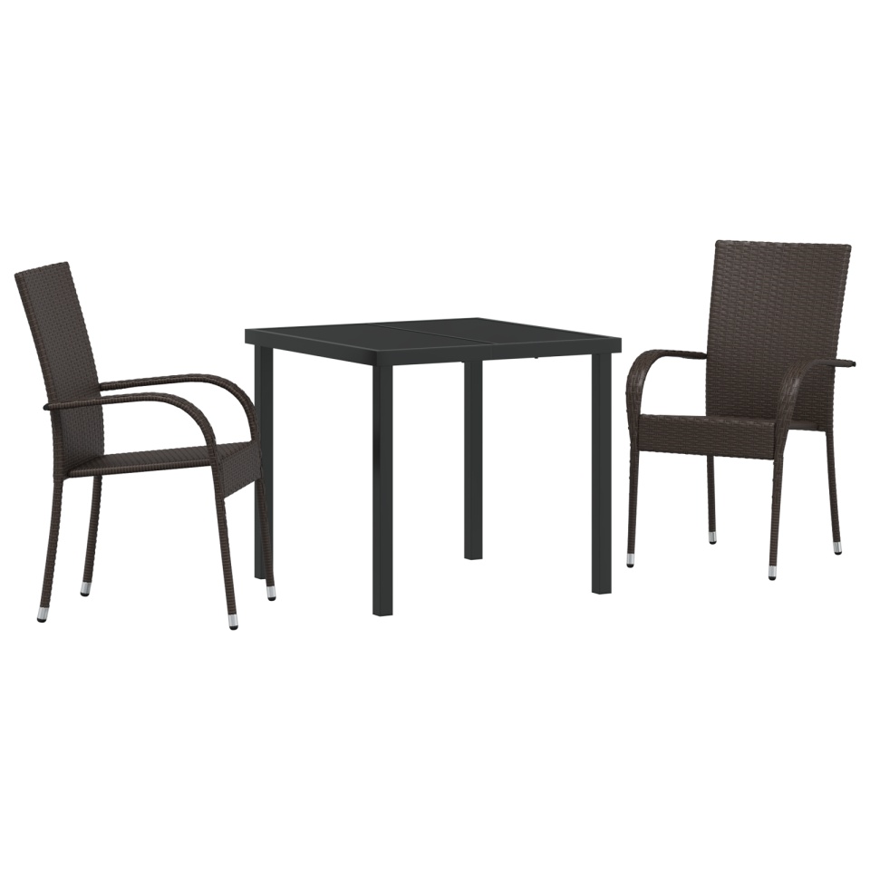 Set de dining din 3 piese Maro Poliratan - 1 | YEO