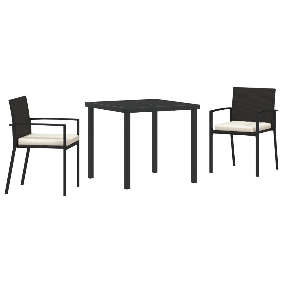 Set de dining pentru grădină 3 piese Negru Poliratan - 1 | YEO