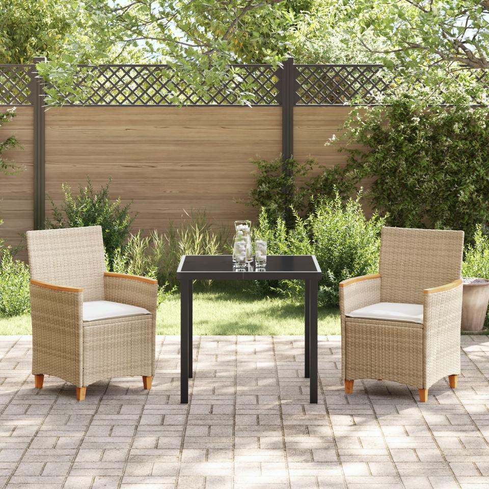 Set de Dining pentru Grădină , 3 Piese, Ratan Polimer Bej - 3 | YEO