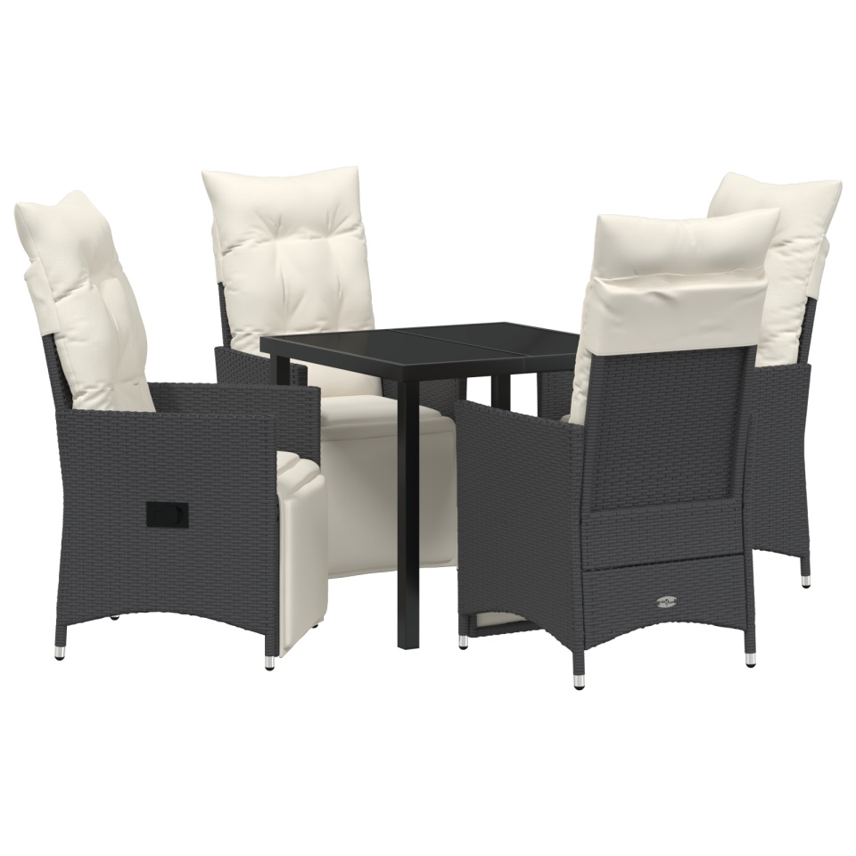 Set de dining pentru grădină 5 piese cu perne Negru Poliratan - 1 | YEO