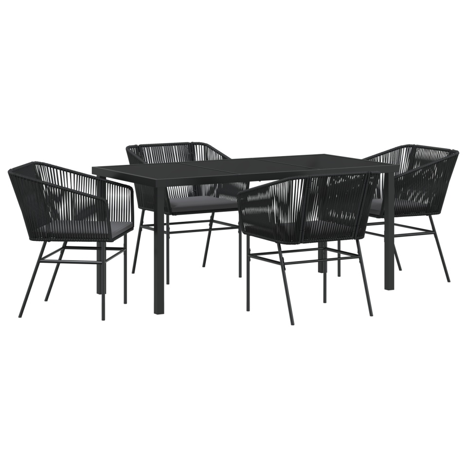 Set de dining pentru grădină , 5 piese, cu perne, rattan poli, negru - 1 | YEO