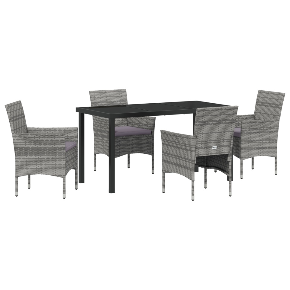 Set de dining pentru grădină 5 piese Gri Rattan Polimeric - 1 | YEO