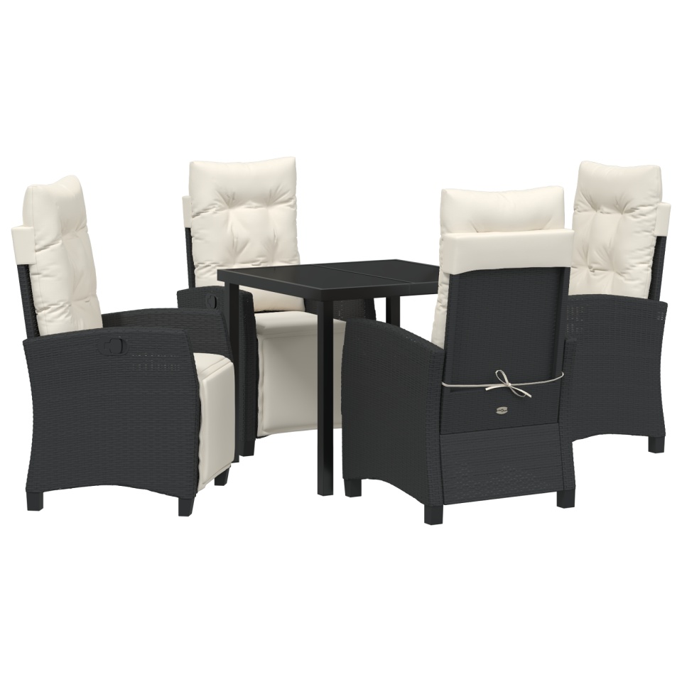 Set de dining pentru grădină 5 piese Rattan PE negru - 1 | YEO