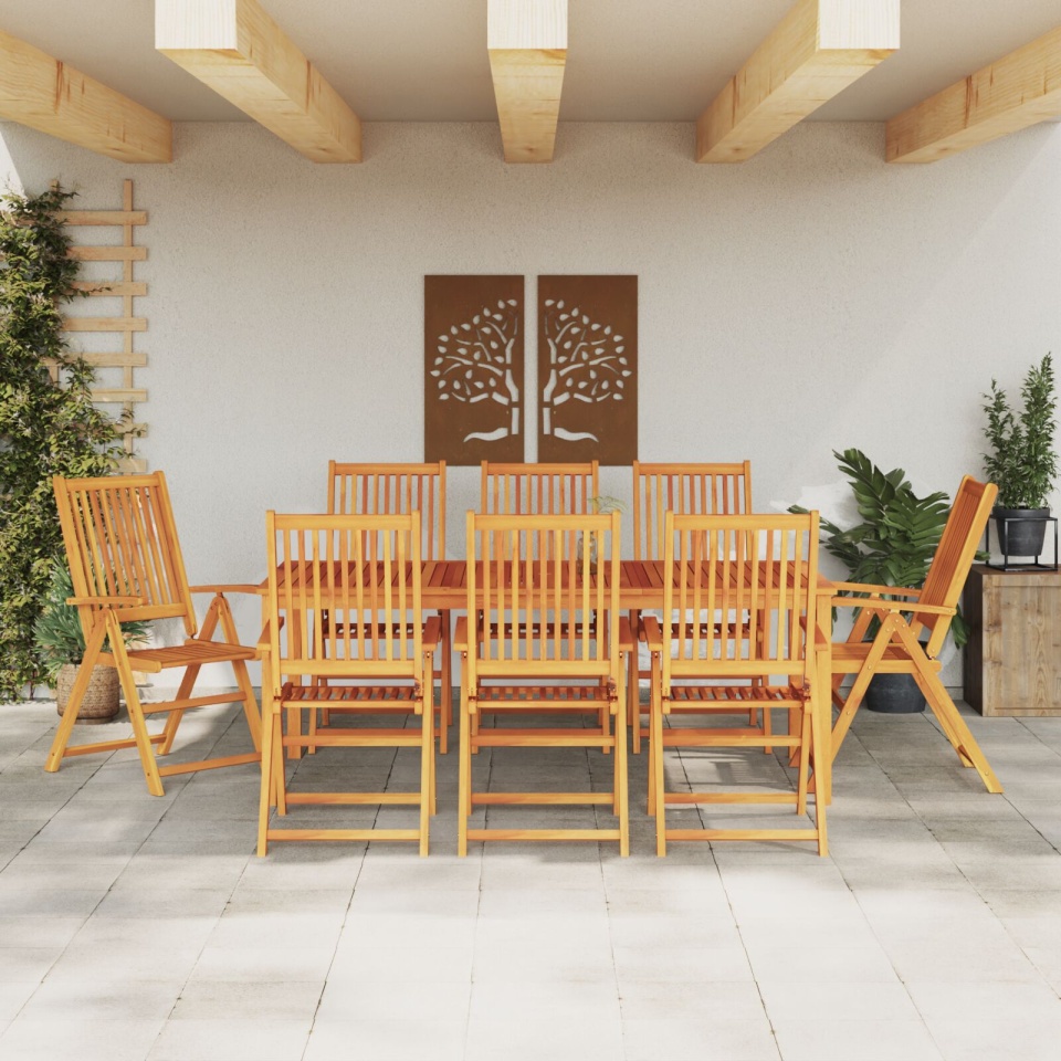 Set de dining pentru grădină , 9 piese, din lemn solid de acacia, pliabil - 3 | YEO