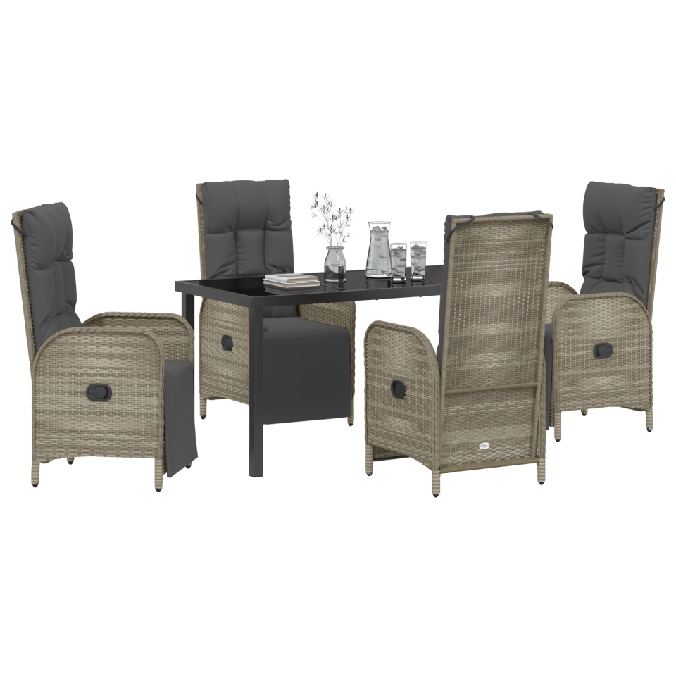 Set de dining pentru grădină cu perne Gri Poliratan - 2 | YEO