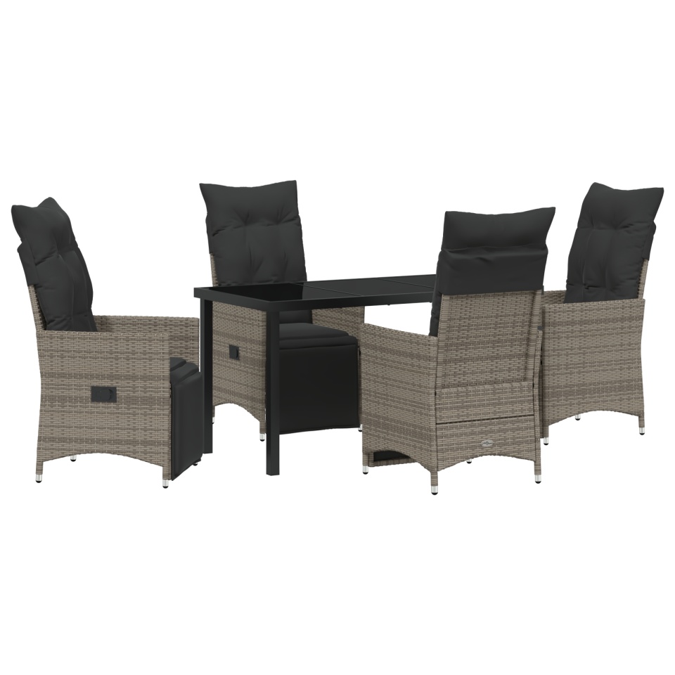 Set de dining pentru grădină cu perne Gri Rattan sintetic - 1 | YEO