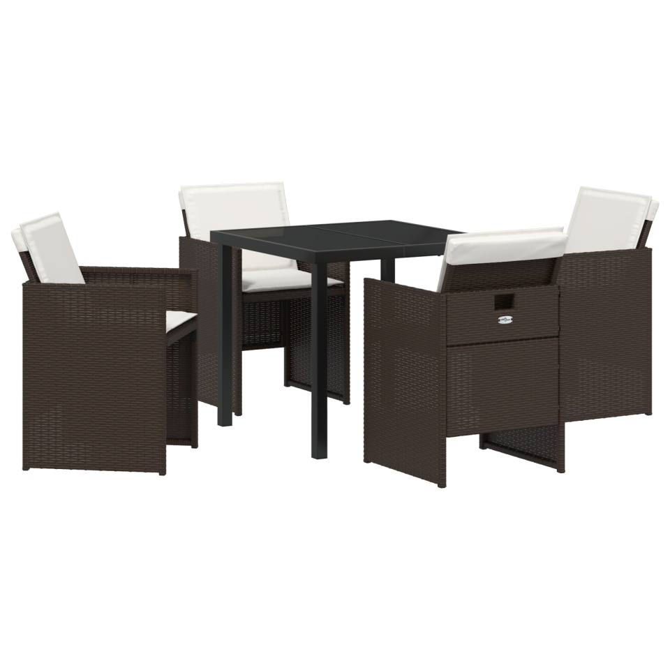 Set de Dining pentru Grădină cu Perne Maro Ratan Polietilenă - 1 | YEO