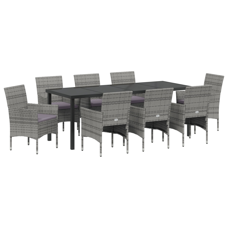 Set de Dining pentru Grădină de 9 Piese Gri Rattan Polimeric - 1 | YEO