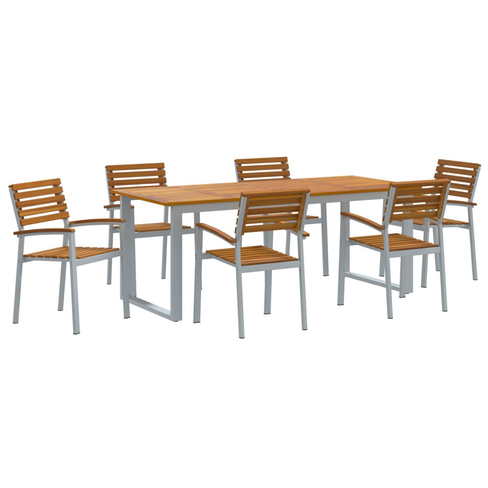 Set de dining pentru grădină din 7 piese din lemn solid de acacia și metal - 1 | YEO