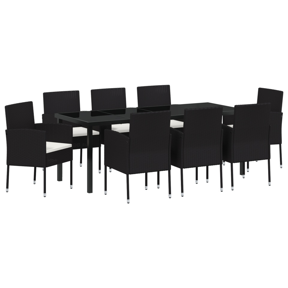 Set de dining pentru grădină din 9 piese cu perne Negru Ratan Polimer - 1 | YEO