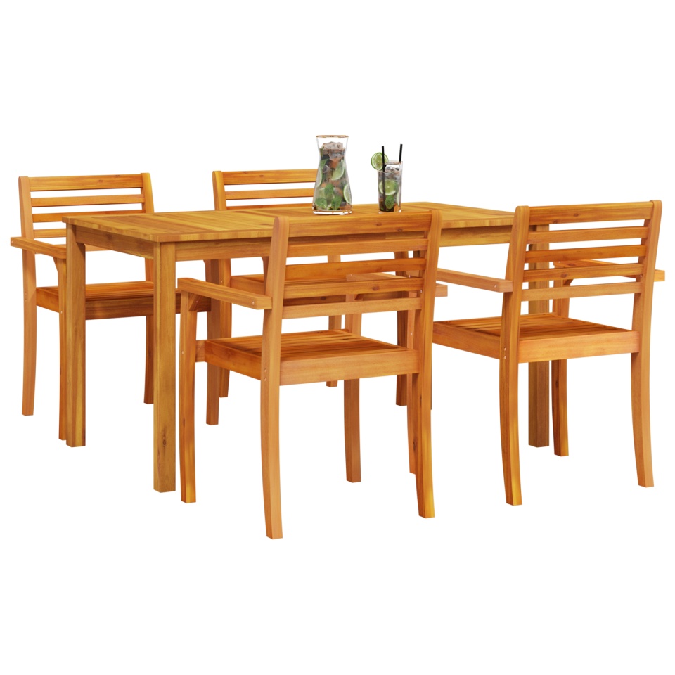 Set de dining pentru grădină forma 5 piese din lemn masiv de acacia - 2 | YEO