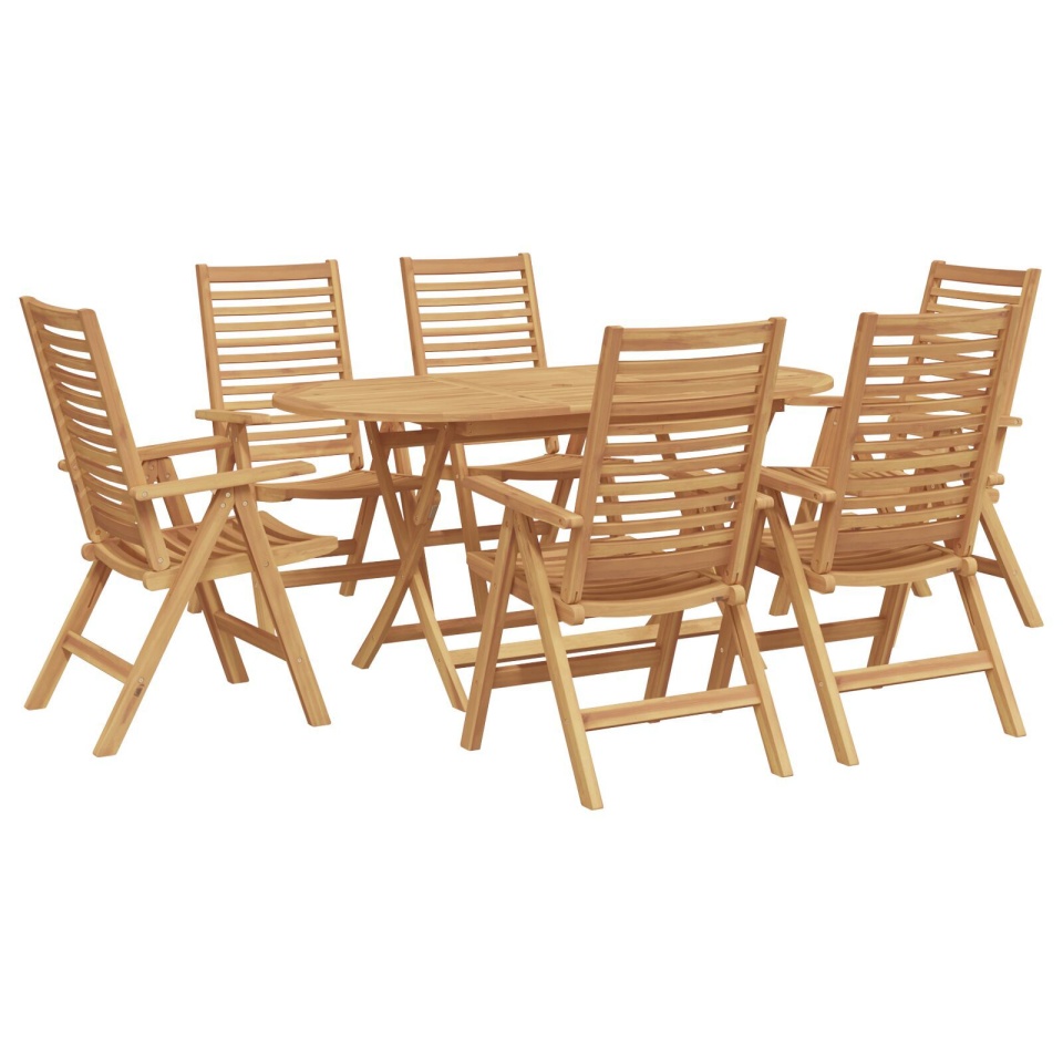 Set de dining pliabil 7 piese lemn solid tec , Scaune grădină 2 buc lemn solid tec - 1 | YEO