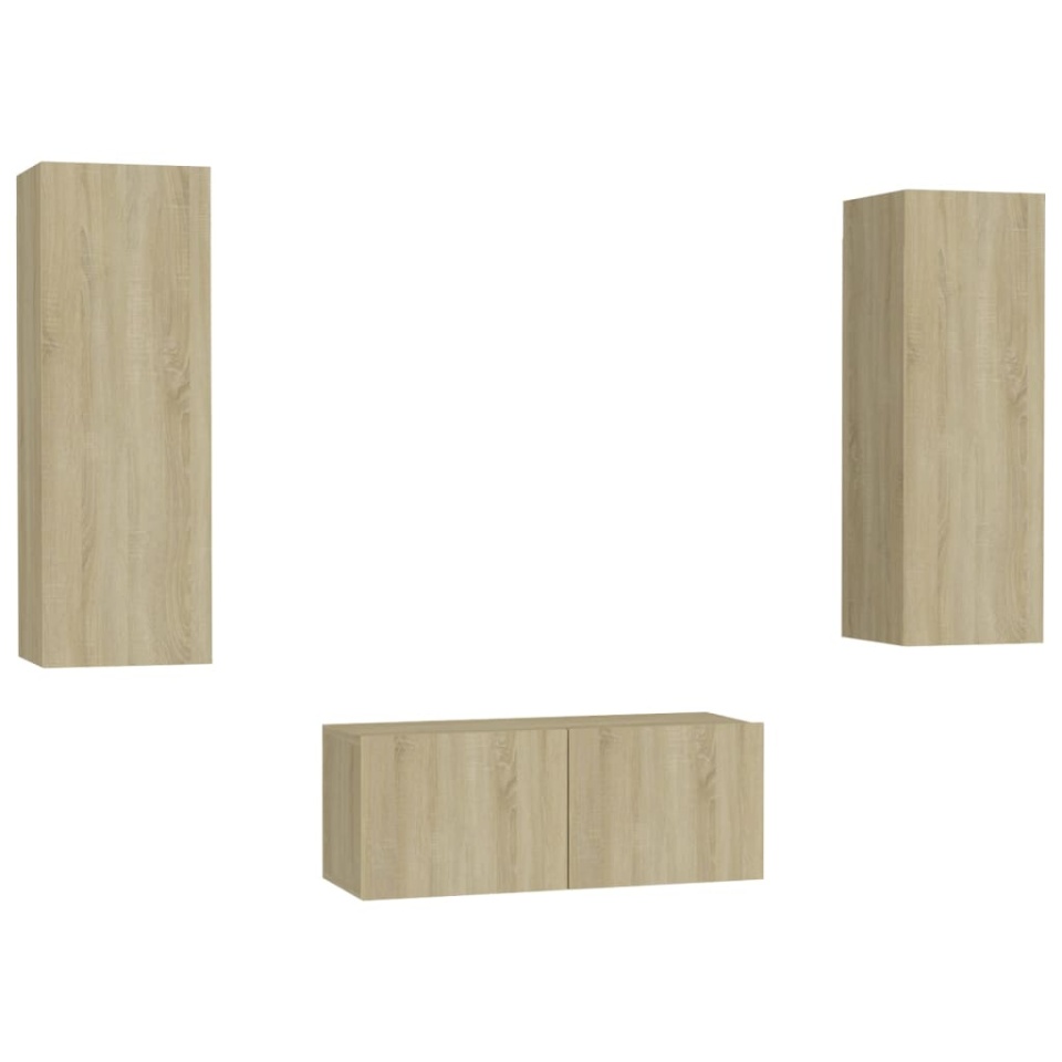 Set de dulapuri TV, 3 piese, stejar sonoma, lemn prelucrat - 1 | YEO