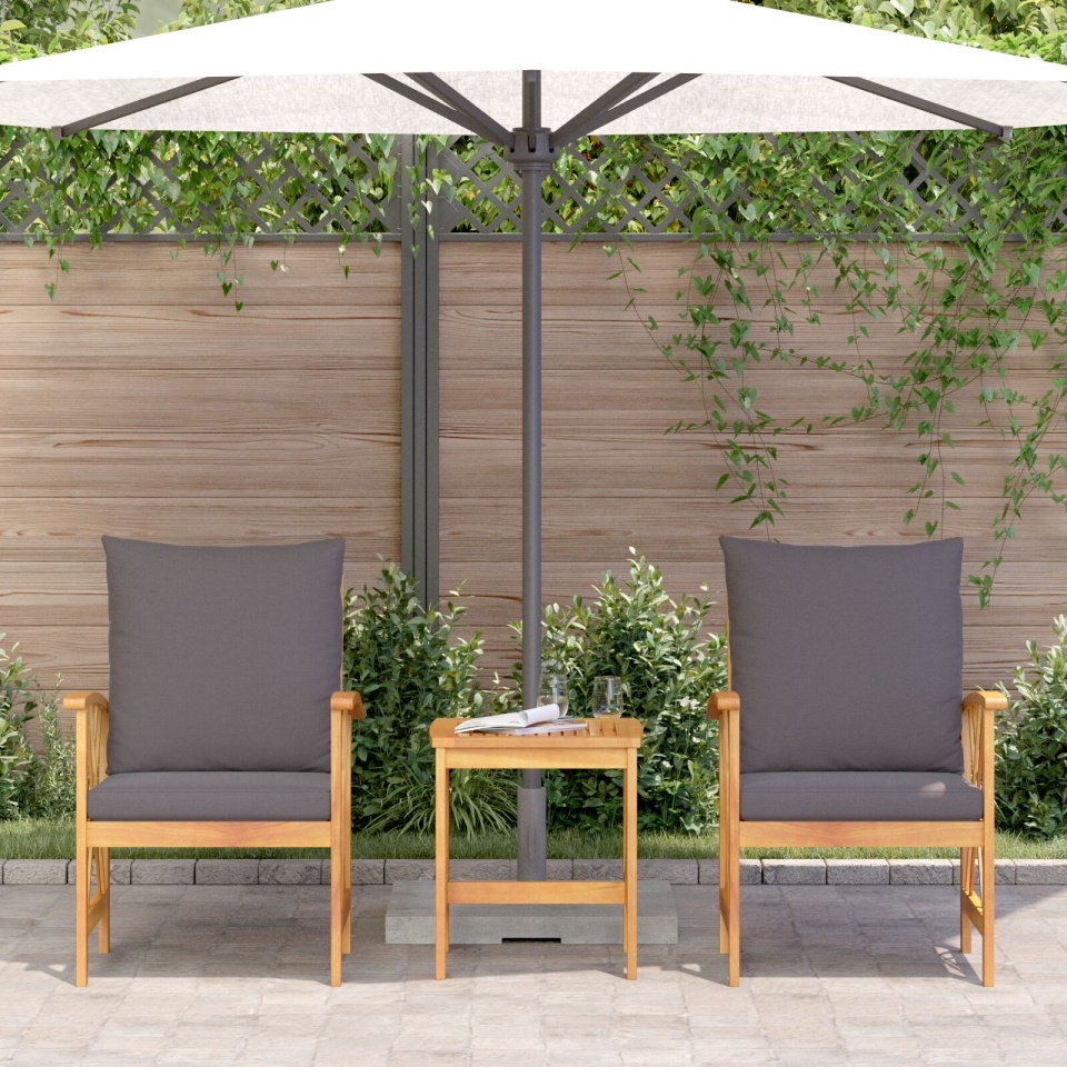 Set de lounge pentru grădină , 3 piese, cu perne, din lemn masiv de acacia - 3 | YEO