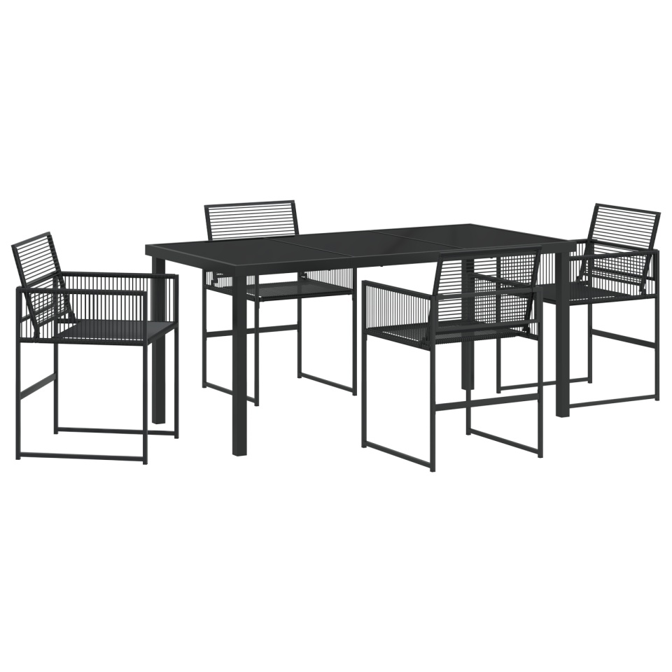 Set de Masă pentru Grădină 5 Piese Negru Rattan PE - 1 | YEO