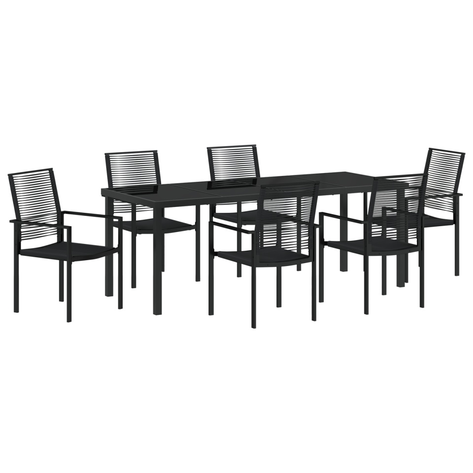 Set de Mese pentru Grădină cu 7 Piese Negru Ratan PVC - 1 | YEO