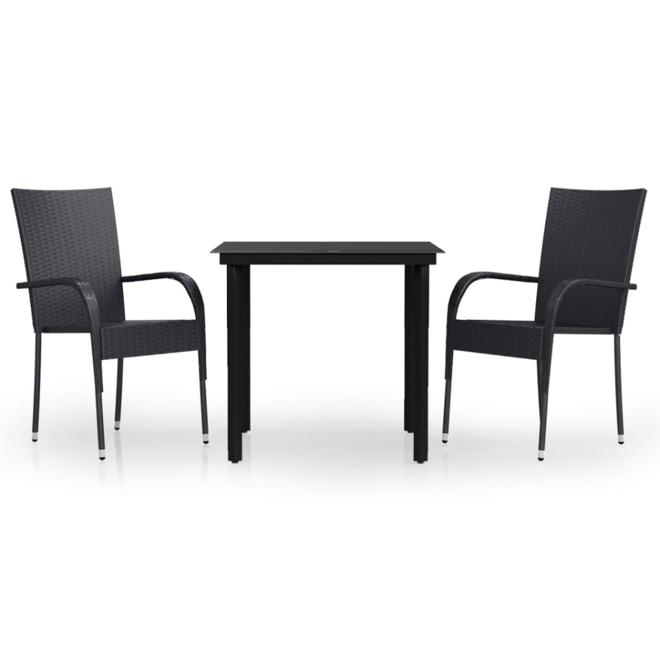 Set de mobilier de grădină, 3 piese, negru - 1 | YEO