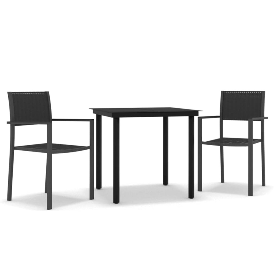 Set de mobilier de grădină, 3 piese, negru - 1 | YEO
