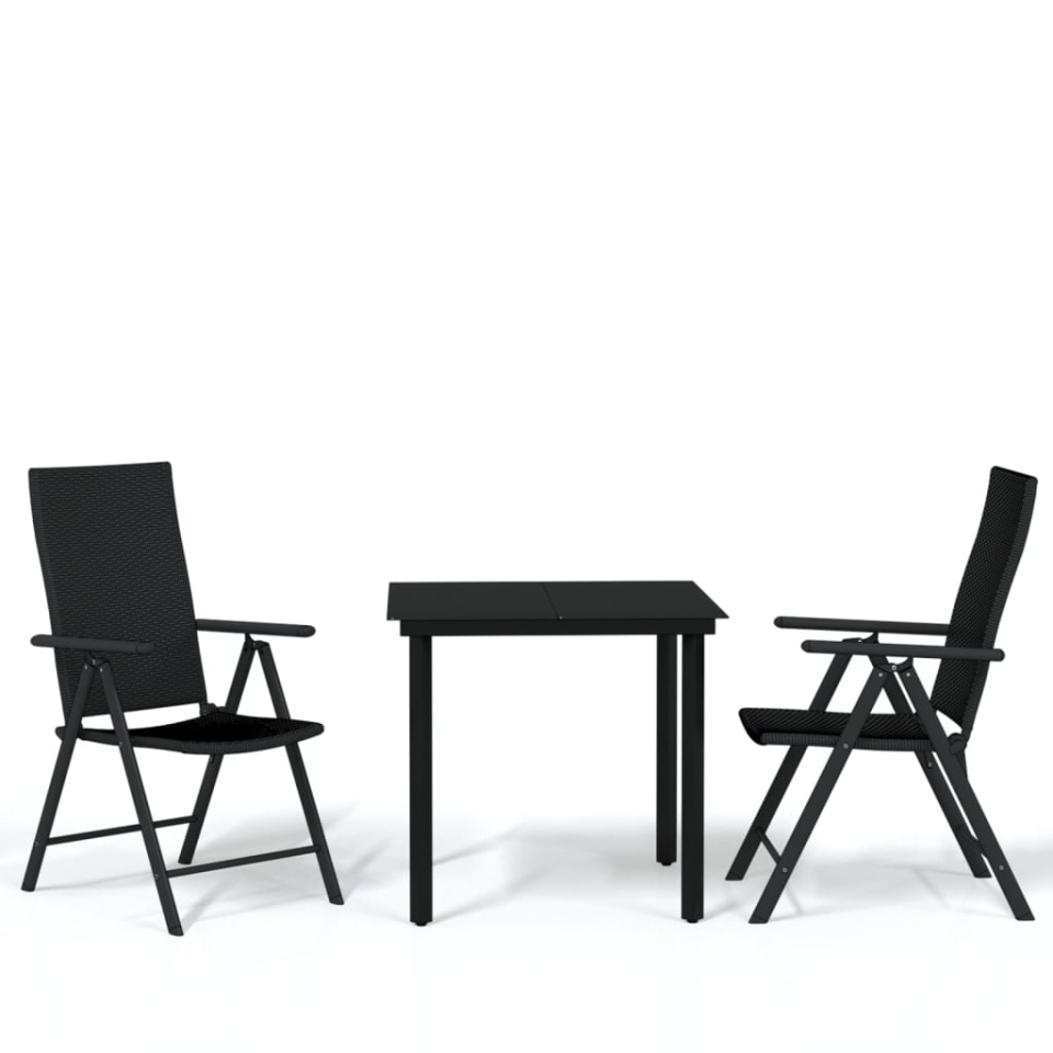 Set de mobilier pentru grădină, 3 piese, negru - 1 | YEO