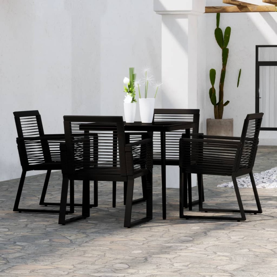 Set de mobilier pentru grădină, 5 piese, negru