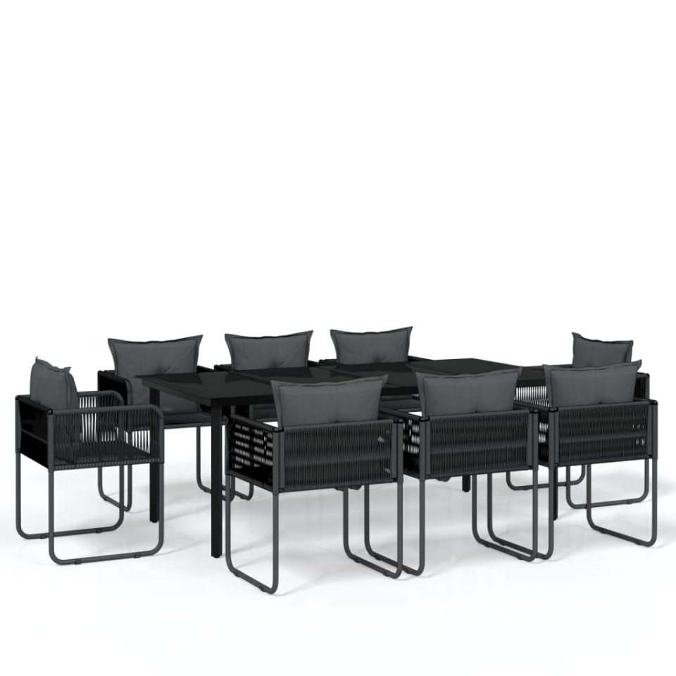 Set de mobilier pentru grădină, 9 piese, negru - 1 | YEO