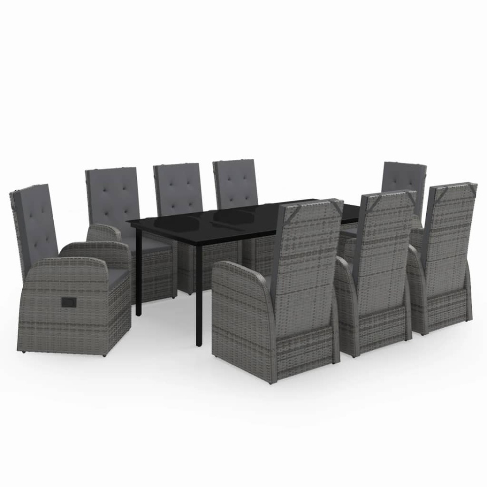 Set de mobilier pentru grădină, cu perne, 9 piese, gri - 1 | YEO