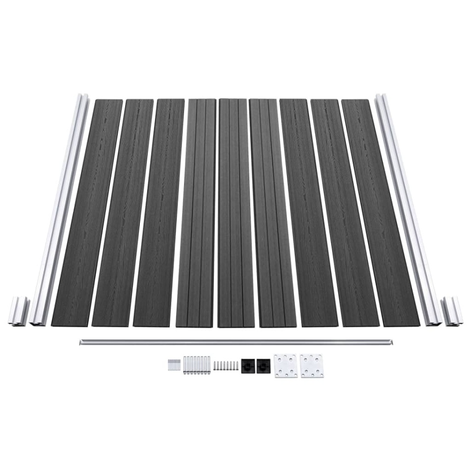 Set de panouri de gard, negru, 792x(105-186) cm, WPC - 4 | YEO