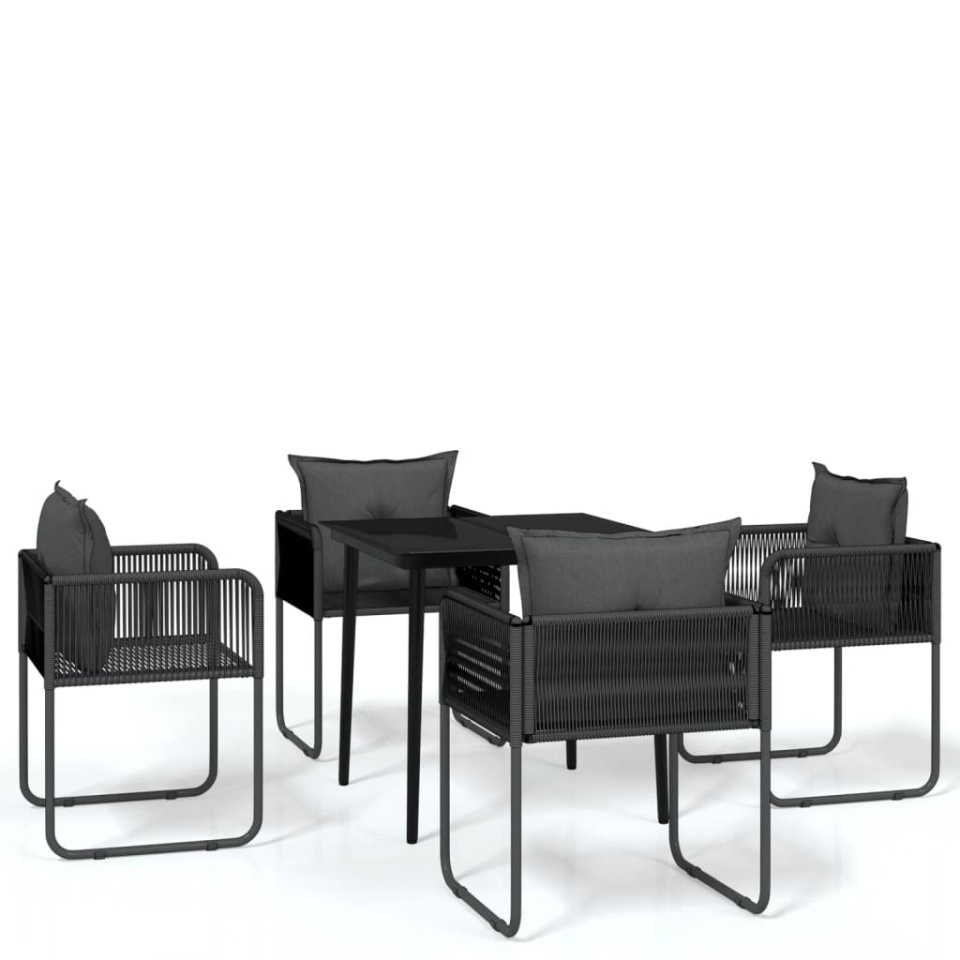 Set de servit masa pentru grădină, 5 piese, negru - 1 | YEO