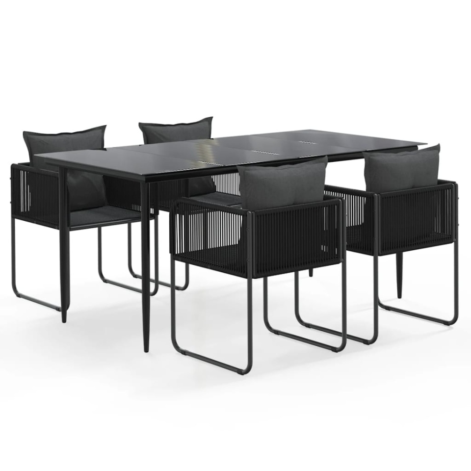 Set de servit masa pentru grădină, 5 piese, negru - 1 | YEO