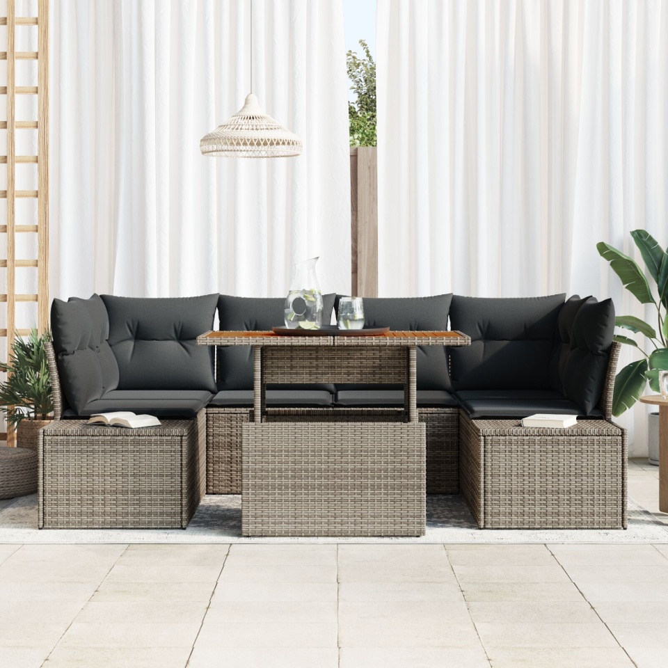 Set de sofa de grădină Set de 7 Gri, Ratan - 2 | YEO