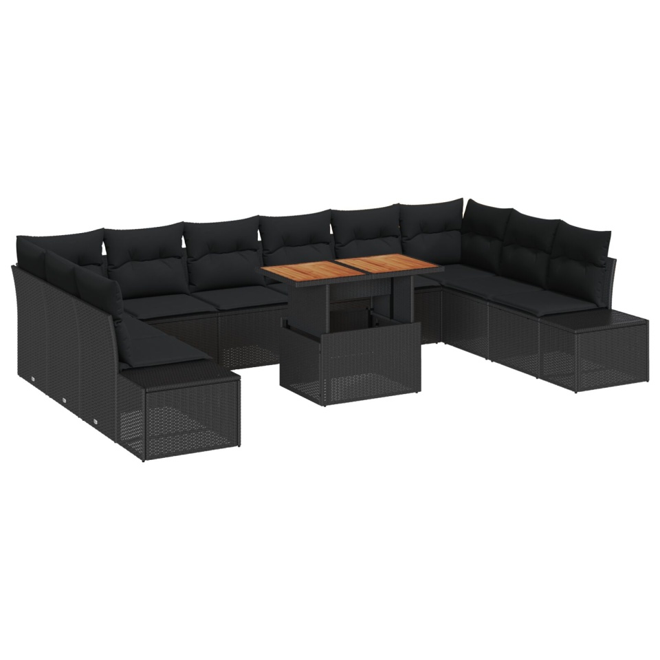 Set de Sofa pentru Grădină Set de 11 Negru Ratan - 1 | YEO