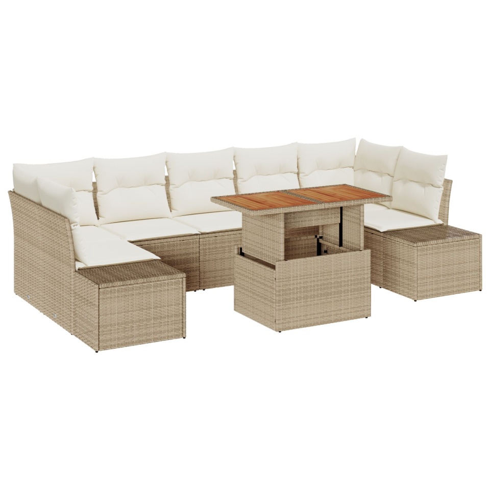 Set de Sofa pentru Grădină Set de 8 Bej și crem Ratan - 1 | YEO