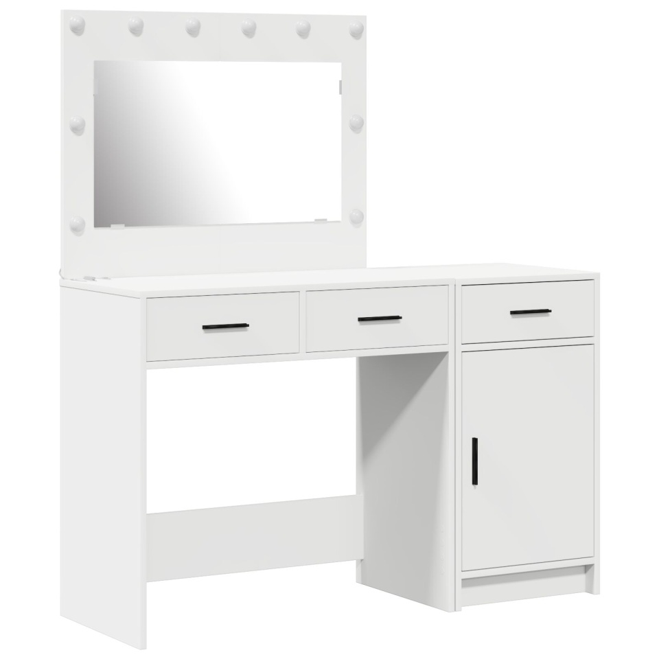 Set de toaletă 2 piese cu LED din lemn prelucrat alb - 1 | YEO