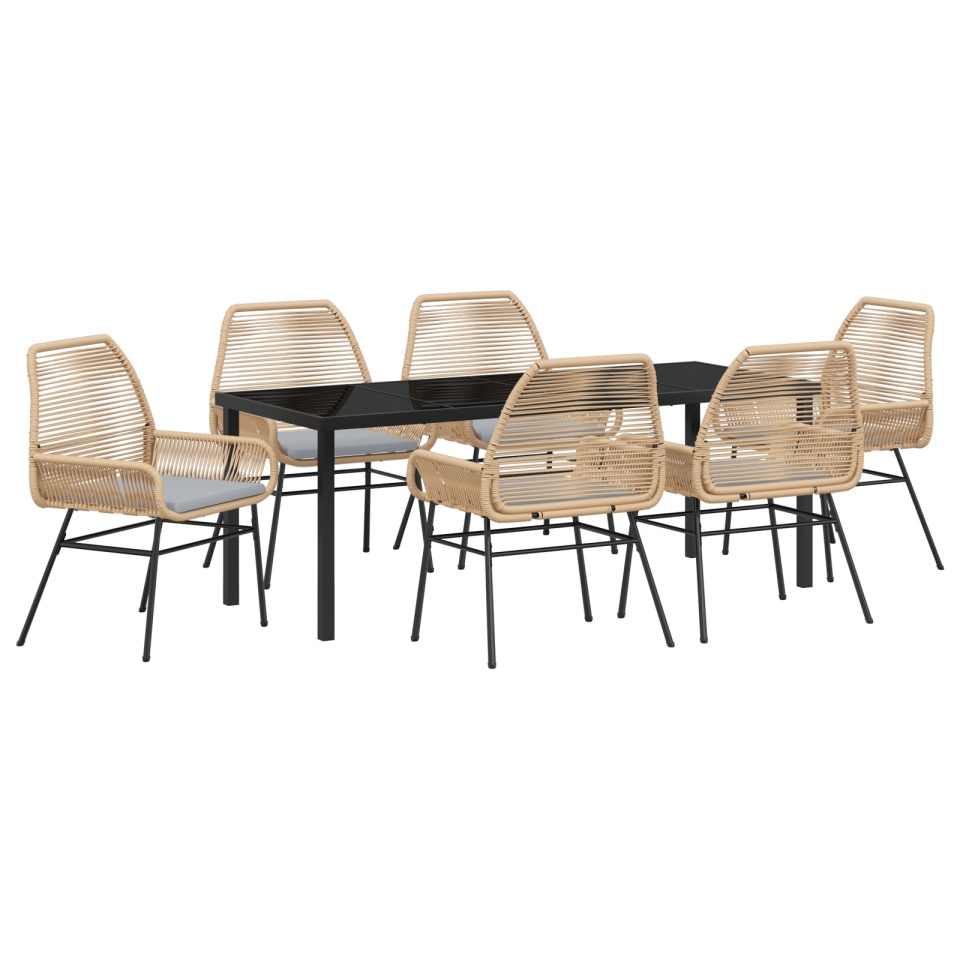 Set Dining Grădină cu Perne Maro Ratan Sintetic - 1 | YEO
